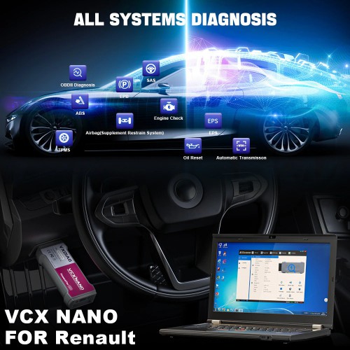 Hotseller VXDIAG VCX NX200 For Renault Clip Bi-directional All Systems Diagnostic Tool J2534 ECU Coding ECU programming OBD2 Scanner