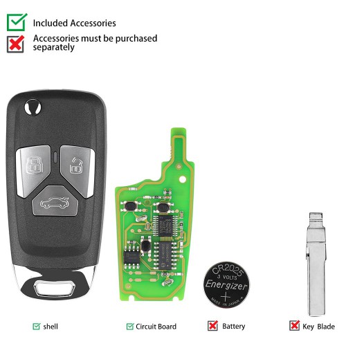 Pas de taxes XHORSE XNAU01EN Audi Style Wireless VVDI Universal Flip Remote Key With 3/4 Button 5pcs/Lot