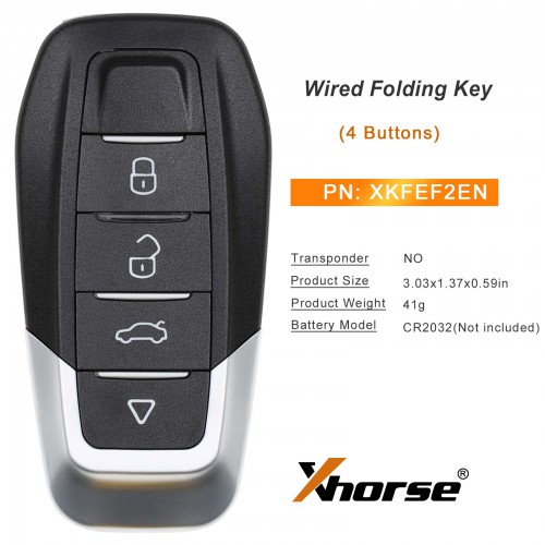 XHORSE XKFEF2EN FA.LL Type Wired Folding Key 4 Buttons Bright Red