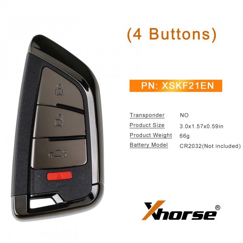 Pas de taxes Xhorse XSKF21EN Smart Remote Key Memoeial Knife Style 4 Buttons English 5pcs/lot