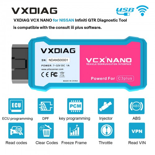 VXDIAG VCX NANO for NISSAN Infiniti GTR V226 Consult 3 Plus Diagnostic Tool WiFi Version Supports Programming