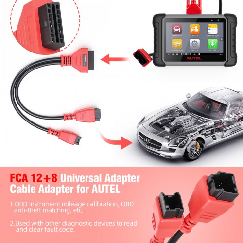 FCA 12+8 Adapter for Chrysler Work on Autel MaxiSys/IM608 /Launch X431 V/ OBDSTAR