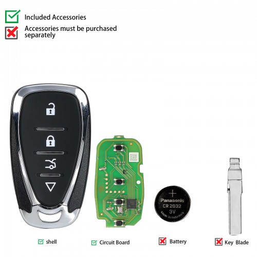 Xhorse XSCL01EN Universal Remote Key 4 Buttons Chevrolet Style 5pcs/lot
