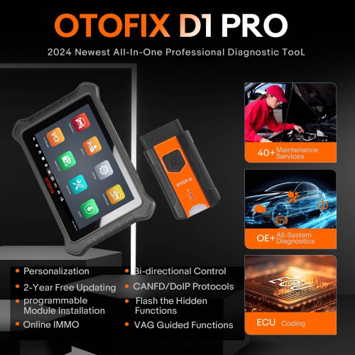 2024 OTOFIX D1 PRO Automotive Diagnostic Scanner Support Bi-Directional,Online Coding, 40+ Service, OE Full System Diagnostics,DoIP/CANFD, Key Prog