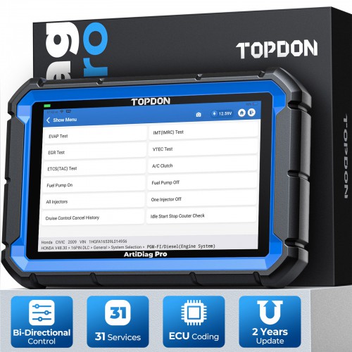 TOPDON ArtiDiag Pro Full System Diagnostic Tool 31 Maintenance Services ECU Coding Bi-Directional Control Diagnostics for 100+ Makes