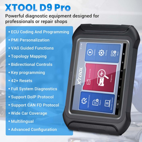 XTOOL D9 PRO Bi-Directional Diagnostic Tool avec Test actif de codage ECU programmeur en ligne ECU
