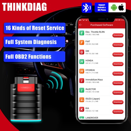 (Pas de taxes) Thinkdiag OBD2 Full System Engine Light Check Diagnostic Tool Power than X431 Easydiag avec 1 Vehicle Brand Software