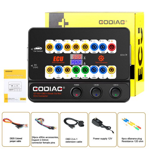 (Livraison UE) GODIAG GT100+ GT100 Pro Auto Tools OBD II Break Out Box Ecu Bench Connector with Electronic Current Display