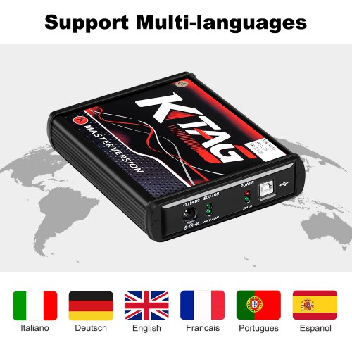 (Pas de taxes) KTAG K-TAG Firmware 7.020 SW2.25 en ligne Version PCB Rouge ECU Programmeur Avec 4 LED Token Illimité Compatible avec WIN10