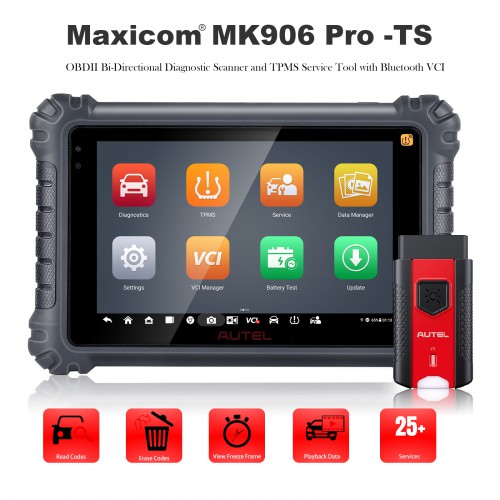 Autel MaxiCOM MK906Pro TS Bi-Directional Scan Tool Dispositif de diagnostic sans fil with ECU Coding, Full TPMS,36+ Service Functions