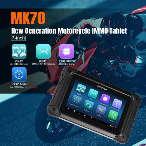 OBDSTAR MK70 Motorcycle Key Programer Support Key Programming and Odometer Calibration Support Multi-languages
