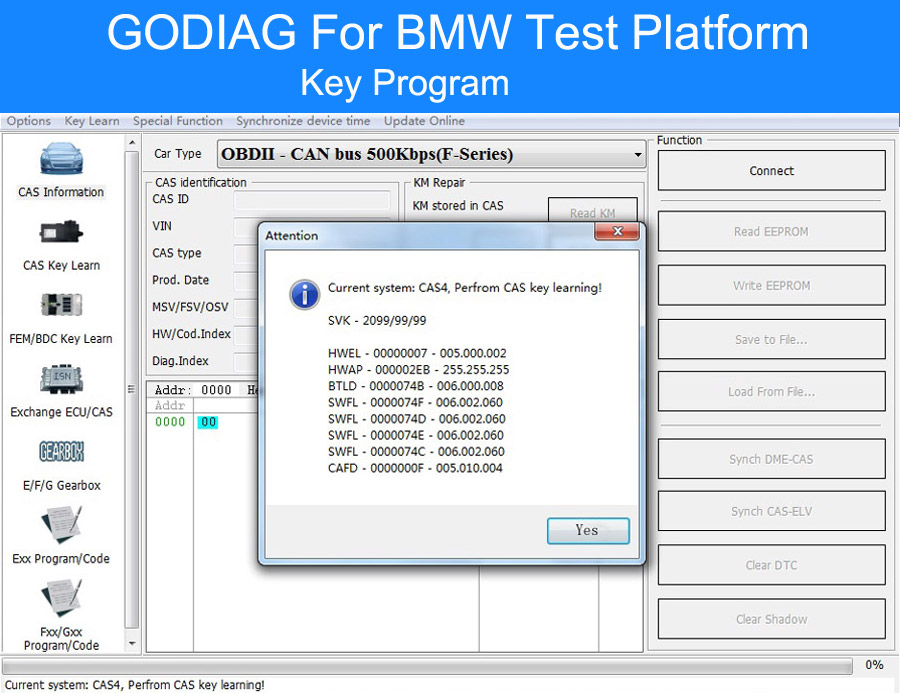 godiag bmw cas4 test platform